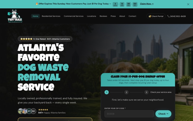 Tidy Tails Waste Solutions website